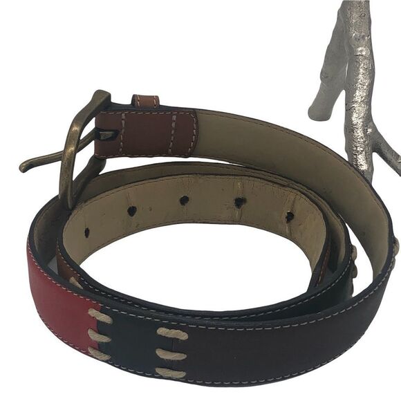 Dockers Leather Belt Contemporary Red, Blue, Tan and Saddle Brown Belt - Picture 1 of 11